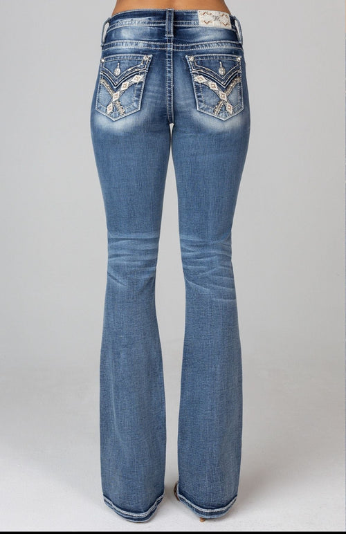 Miss Me Diamond Stitch Bootcut Jeans