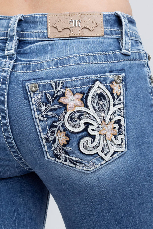 Miss Me Vine Fleur De Lis Bootcut Jeans
