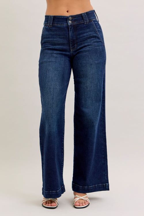 Megan Judy Blue Trouser Jeans (Dark Wash)