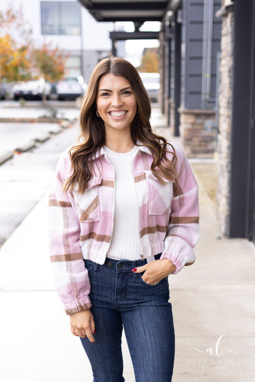 Morgan Shacket (Pink & Taupe)