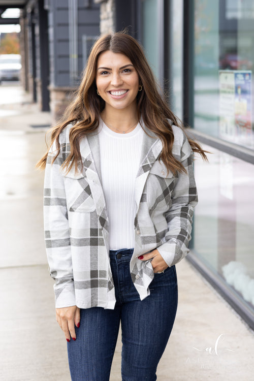 Cherry Hoodie (Snow Olive Plaid)