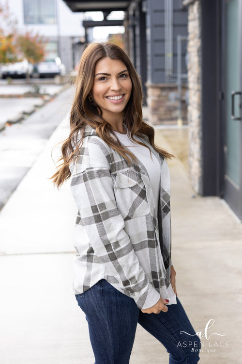 Cherry Hoodie (Snow Olive Plaid)