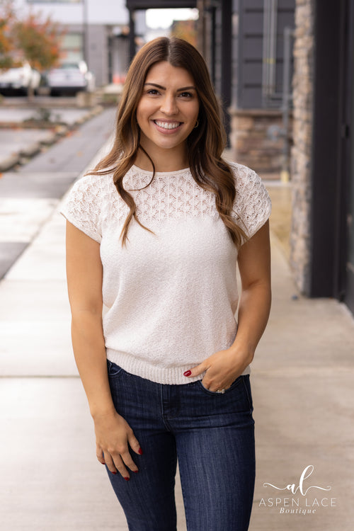 Eyelet Sweater Top (Ivory)