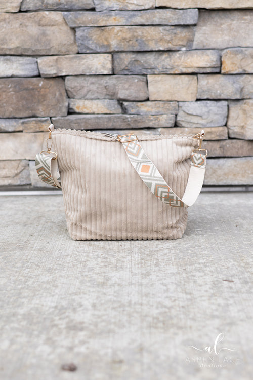 Naomi Corduroy Purse (Ash Mocha)