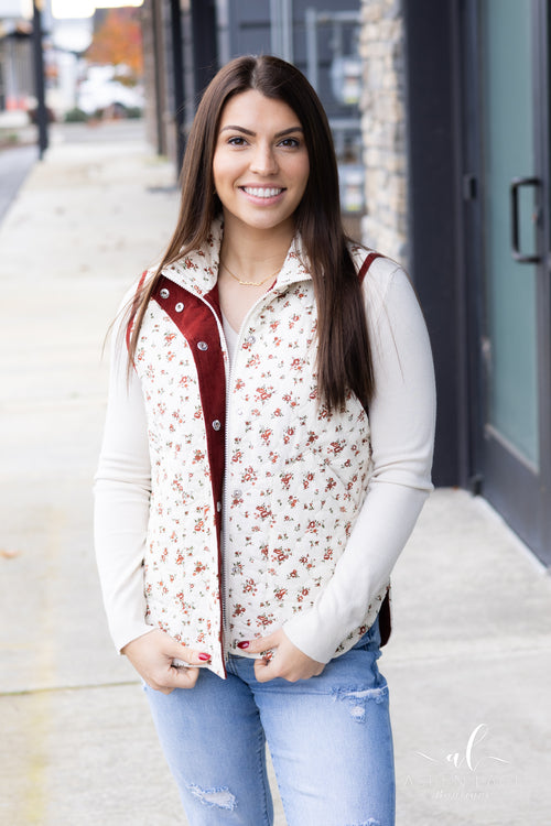 Quilted Puffer Vest (Cream)