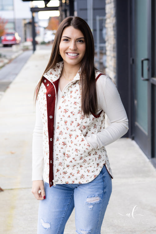 Quilted Puffer Vest (Cream)
