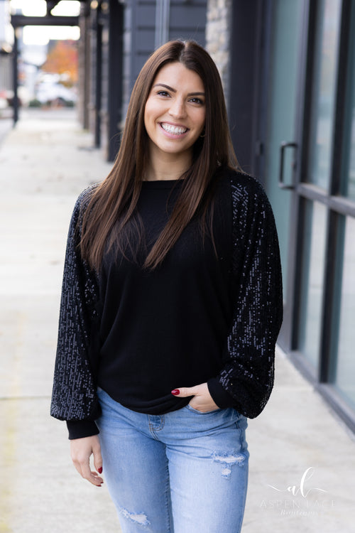 Madeline Sequin Top (Black)