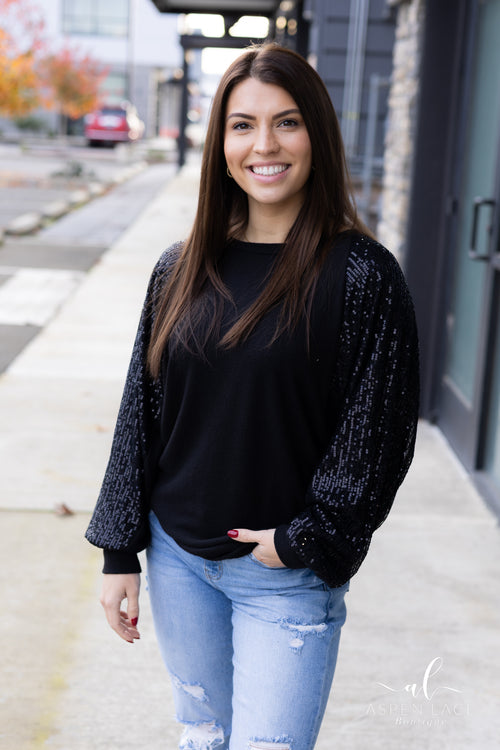 Madeline Sequin Top (Black)