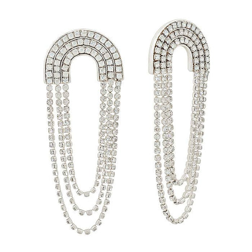Silver Rhinestone Layered Earrings