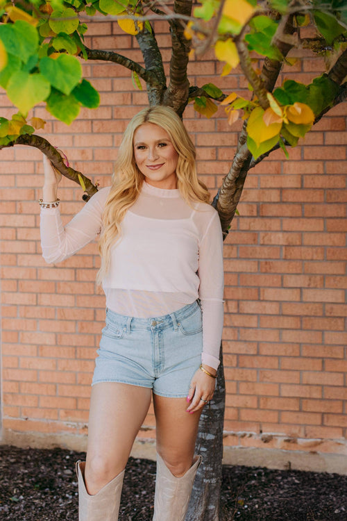 Solid Mesh Top (Light Pink)