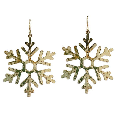 Gold Hammered Snowflake Earrings