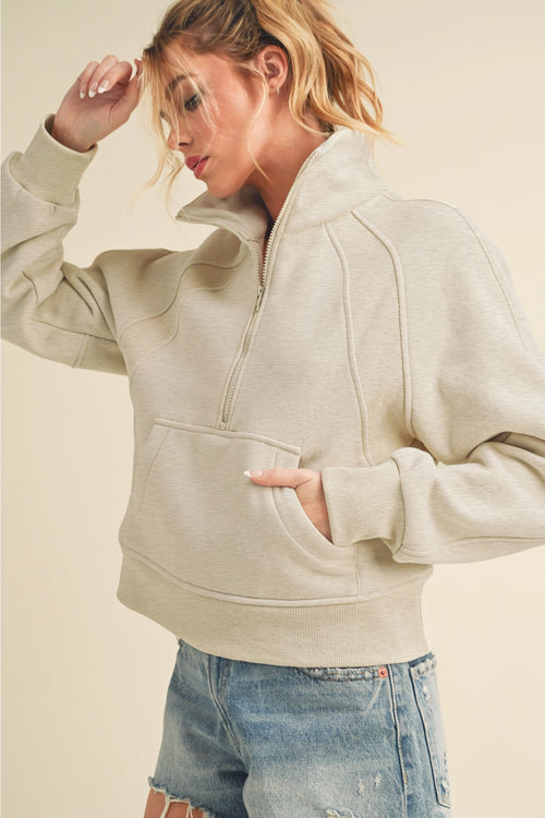 Dove Crop Sweatshirt (Heather Bone)