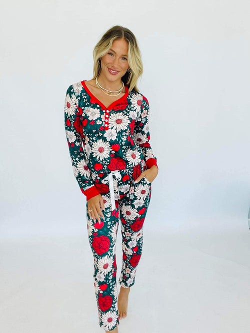 Boho Flower Christmas Pajama Set
