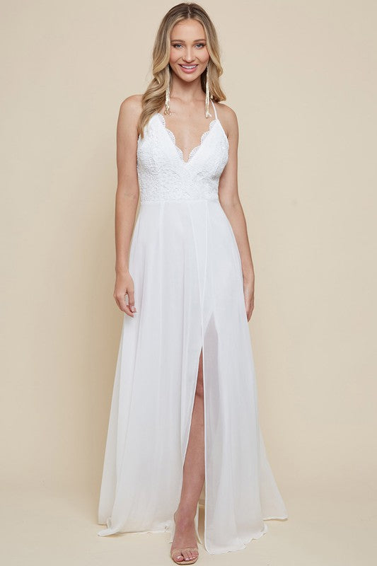 ivory chiffon maxi dress Emma Chiffon Maxi Dress (Ivory) – Aspen Lace Boutique