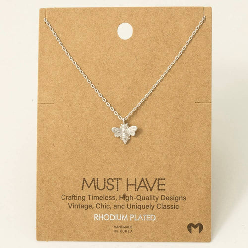 Mini Bee Pendant Necklace (Silver)