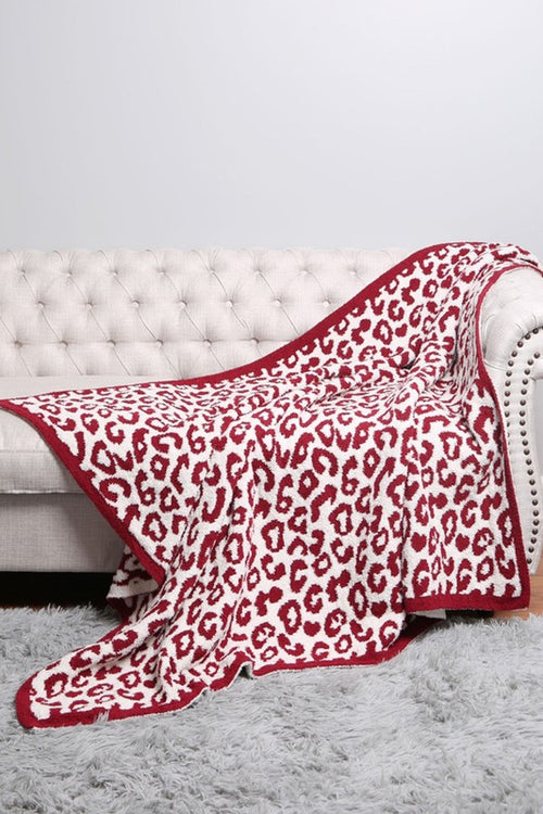 *PVM* Luxe Microfiber Blanket (Burgundy Leopard)