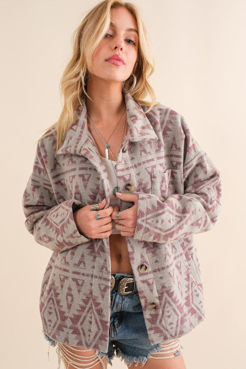 Amelia Aztec Shacket (Plum)