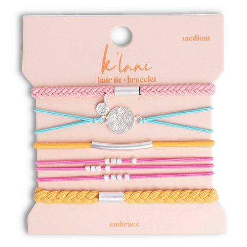 "Embrace" Bright Pastels with Silver Sea Turtle Charm Hair Tie Bracelets