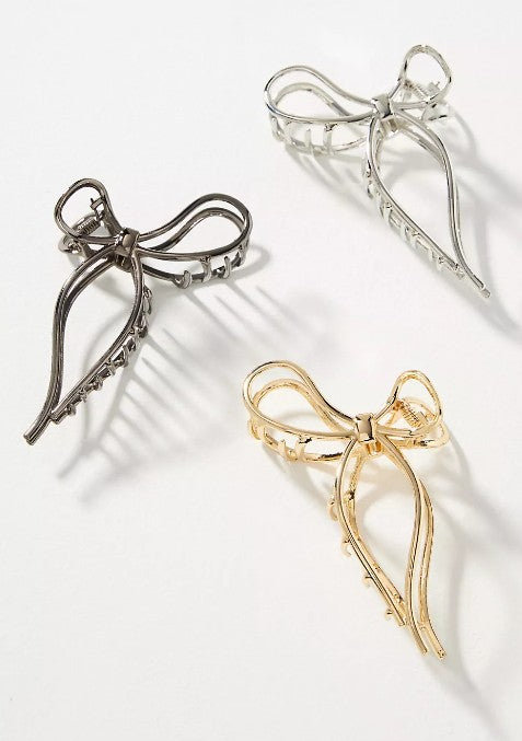 Bow Claw Clips (Silver)