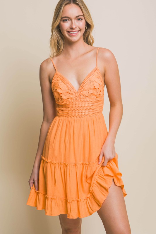 Wesley Mini Dress (Tangerine) Aspen Lace Boutique Wesley Mini Dress (Tangerine) Aspen Lace Boutique