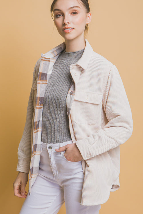 Corduroy Shacket (Cream)