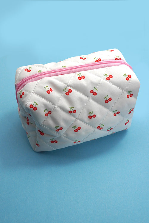 Cherry Cosmetic Pouch (White)