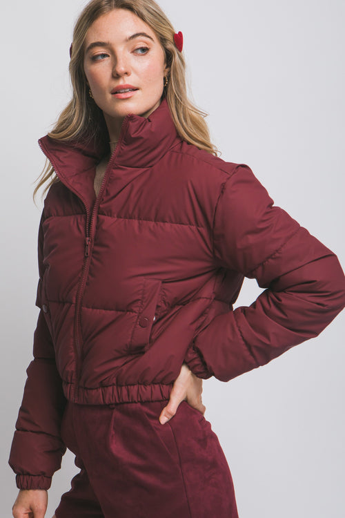 Dena Puffer Jacket (Burgundy)