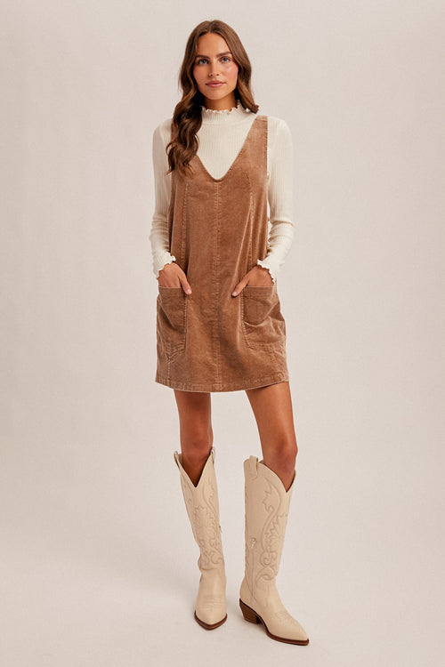 Amaya Corduroy Dress (Taupe)