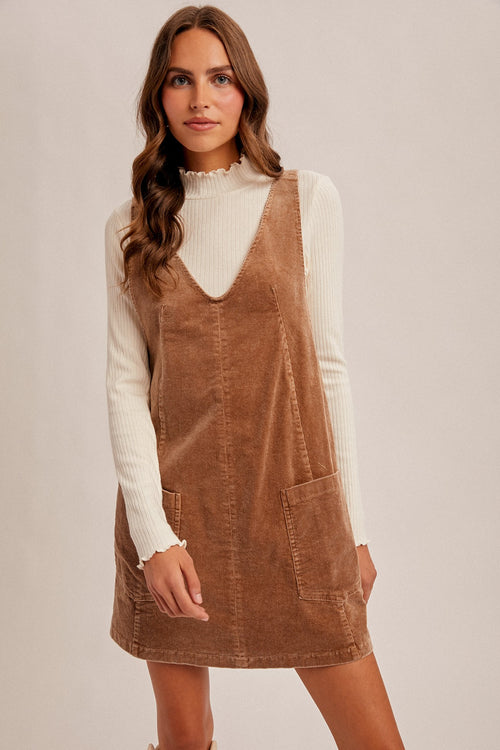 Amaya Corduroy Dress (Taupe)