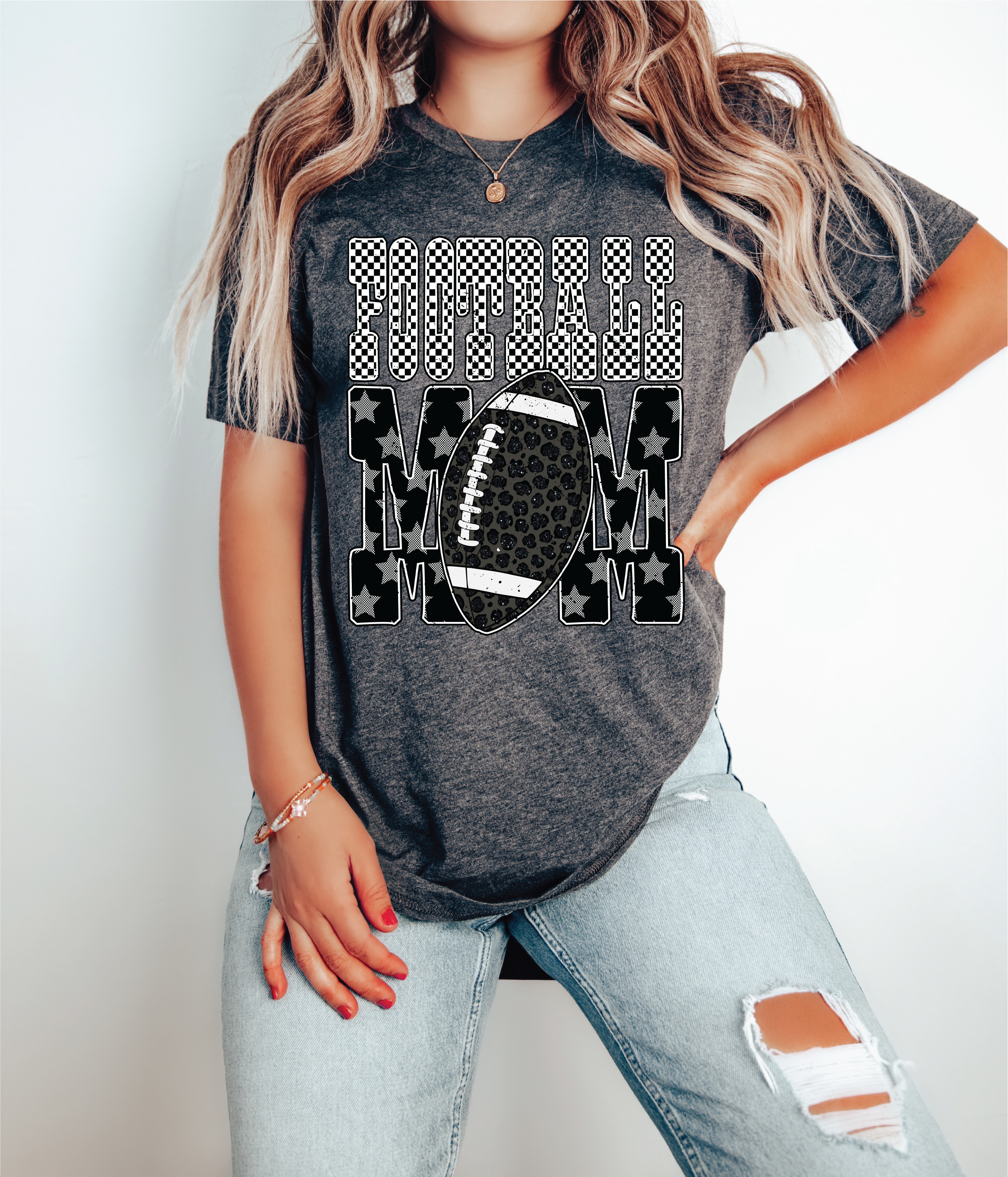 Football Mom Tshirt (Dark Heather Grey) – Aspen Lace Boutique