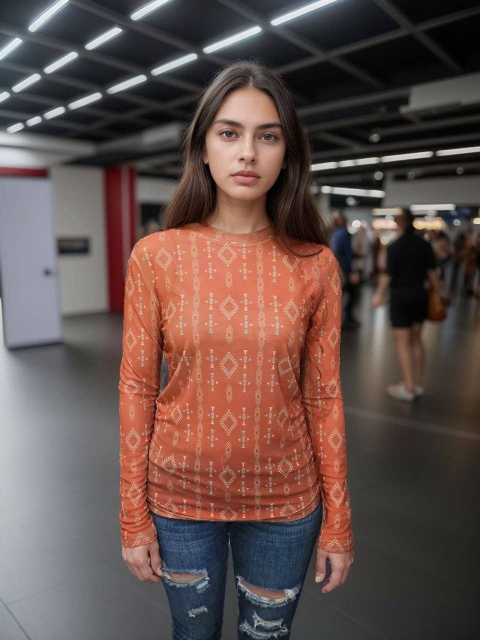 Aztec Mesh Top (Rust) – Aspen Lace Boutique
