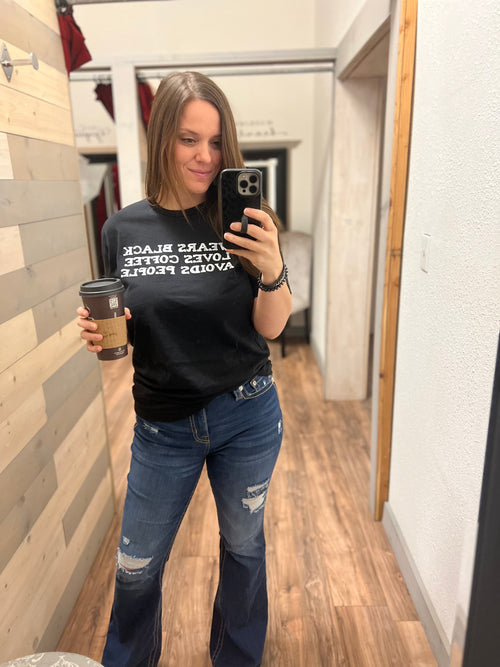 *PVM* Wears Black, Loves Coffee Tshirt (Black)