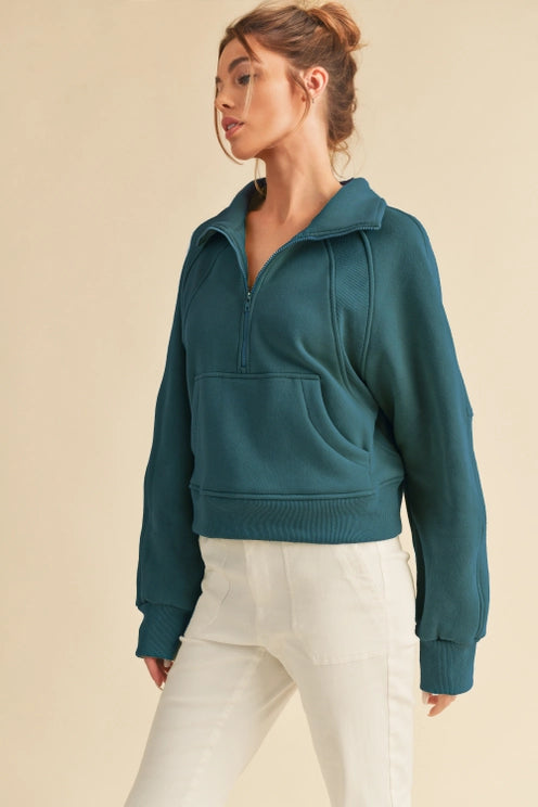Dove Crop Sweatshirt (Teal)