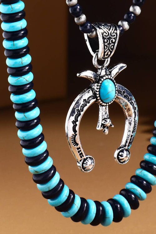 Semi Stone Bead Necklace (Turquoise)