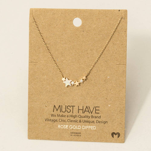 Dainty Multi Star Charm Necklace (Rose Gold)