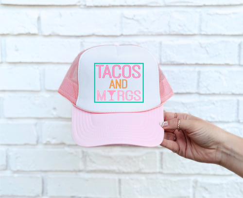 Tacos and Margs Trucker Hat (Light Pink)