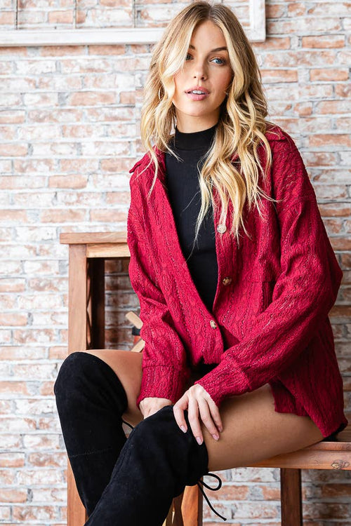 Corrine Lace Shacket (Burgundy)