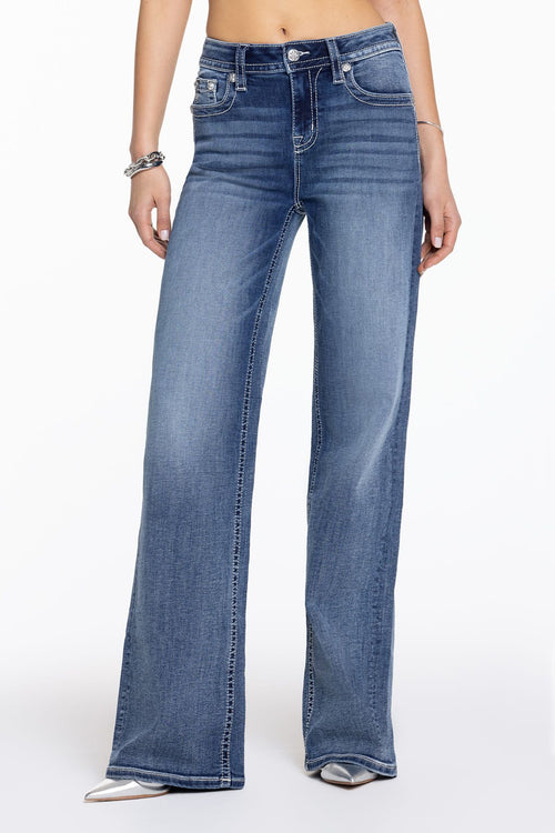 Miss Me Tori Wide Leg Jeans (Medium Wash)