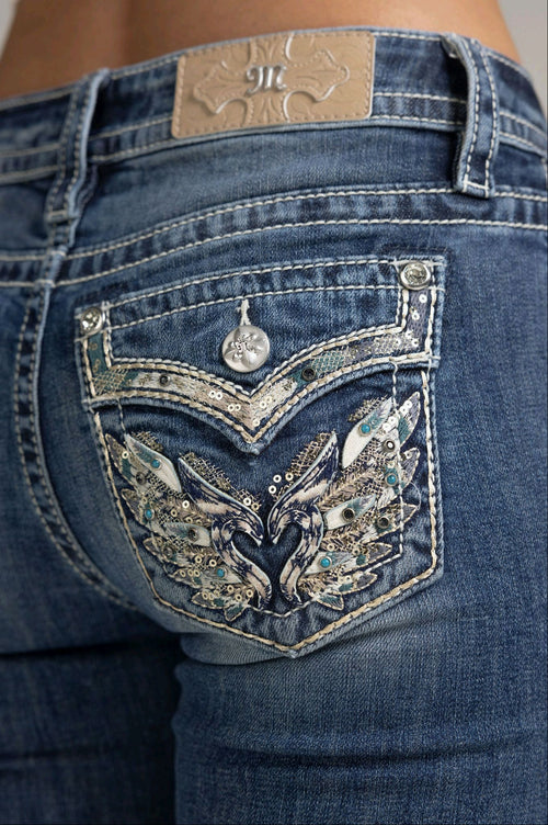 Miss Me Hidden Heart Bootcut Jeans