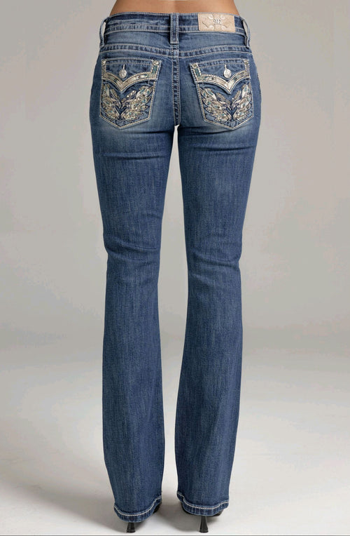 Miss Me Hidden Heart Bootcut Jeans