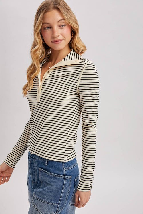 Meela Top (Black Stripe)
