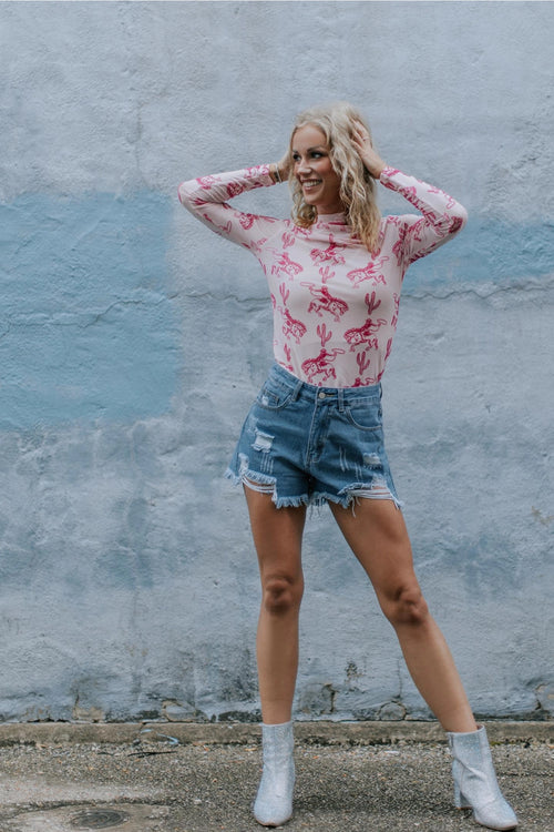 MK Printed Mesh Top (Pink)