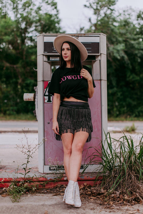 Cowgirl Sequin Embroidered Top (Pink)