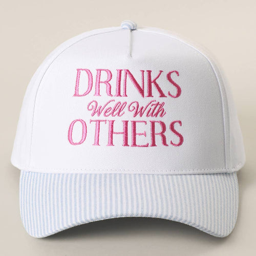 Drinks Well With Others Seersucker Brim Hat (Blue)