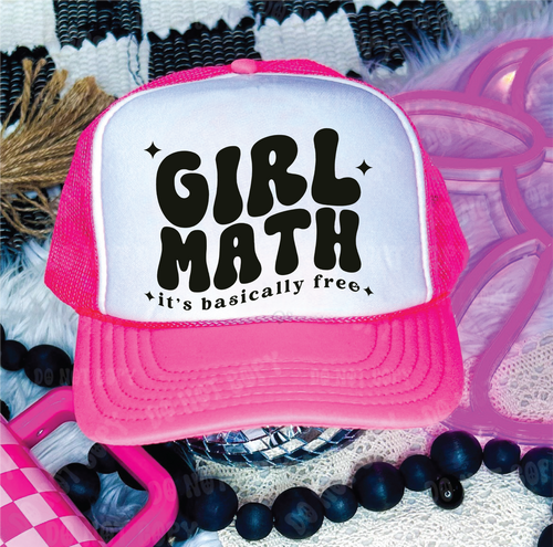 Girl Math Trucker Hat (Neon Pink)