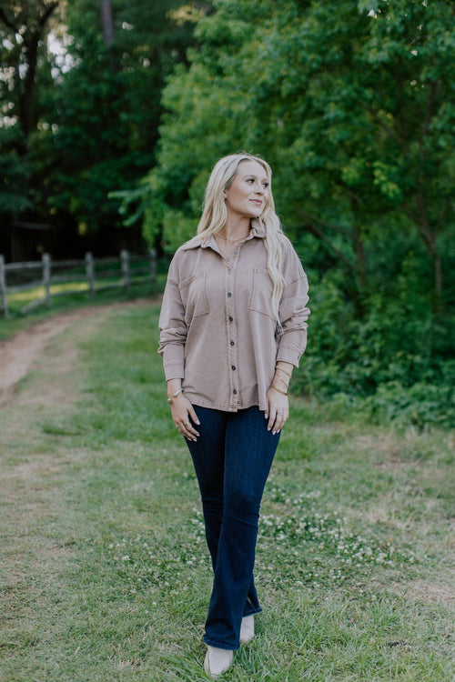 Acid Washed Shacket (Mauve)