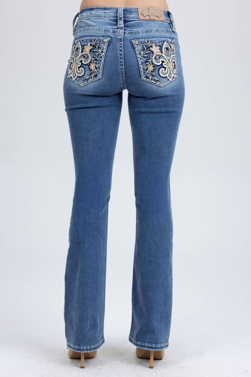 Miss Me Vine Fleur De Lis Bootcut Jeans