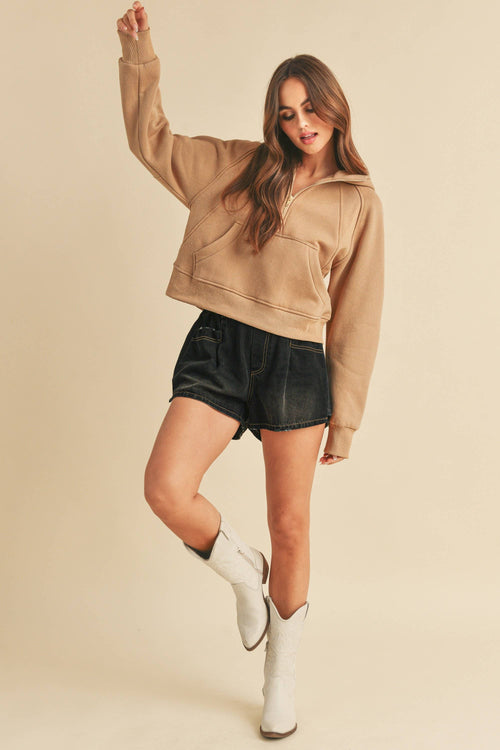 Drea HalfZip Hoodie (Latte)