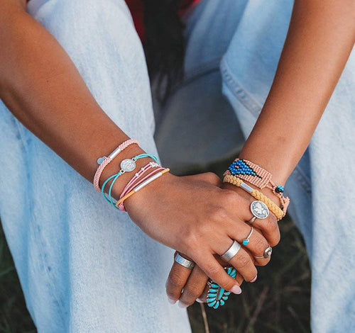 "Embrace" Bright Pastels with Silver Sea Turtle Charm Hair Tie Bracelets