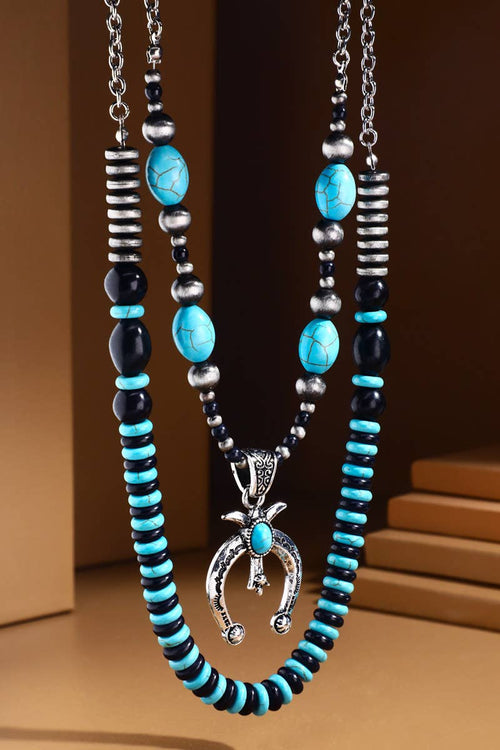 Semi Stone Bead Necklace (Turquoise)